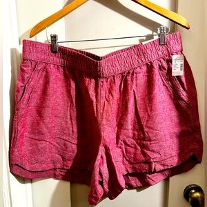 Linen 18w dark red linen shorts